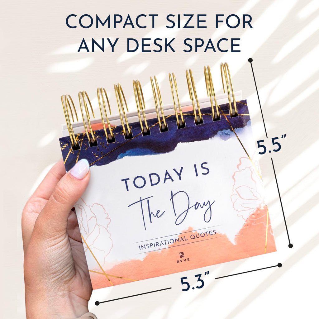 RYVE Motivational Calendar - Daily Flip Calendar with Inspirational Quotes - Desk Decor and Accessories, Inspirational Gifts and Motivational Gifts for Women, Office Decor and Desk Accessories