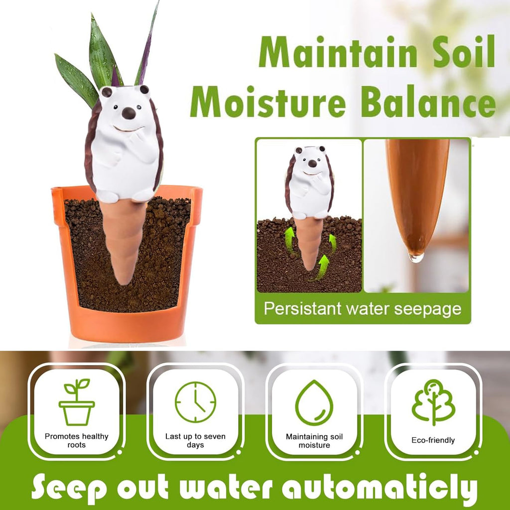 Shoyisenka 4 Pcs Plant Watering Bulbs Self Watering Spikes, Terracotta Watering Spikes Plant Watering Spikes, Plant Watering Stakes, Self Watering Globes for Indoor Outdoor Plants (Hedgehog)