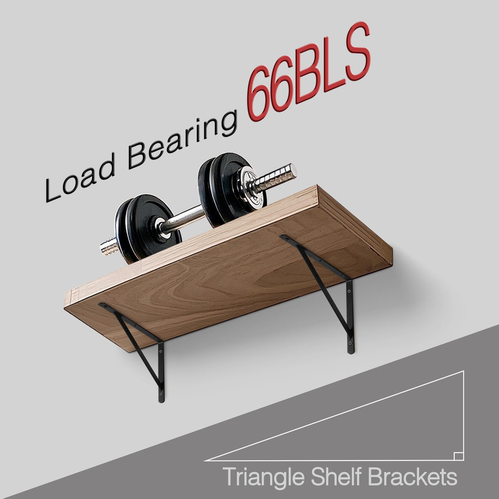 OVOV Heavy Duty Shelf Brackets Triangle Shelving Brackets Right Angle Wall Mounted Shelf Supporters Black 12 Inch Set of 4