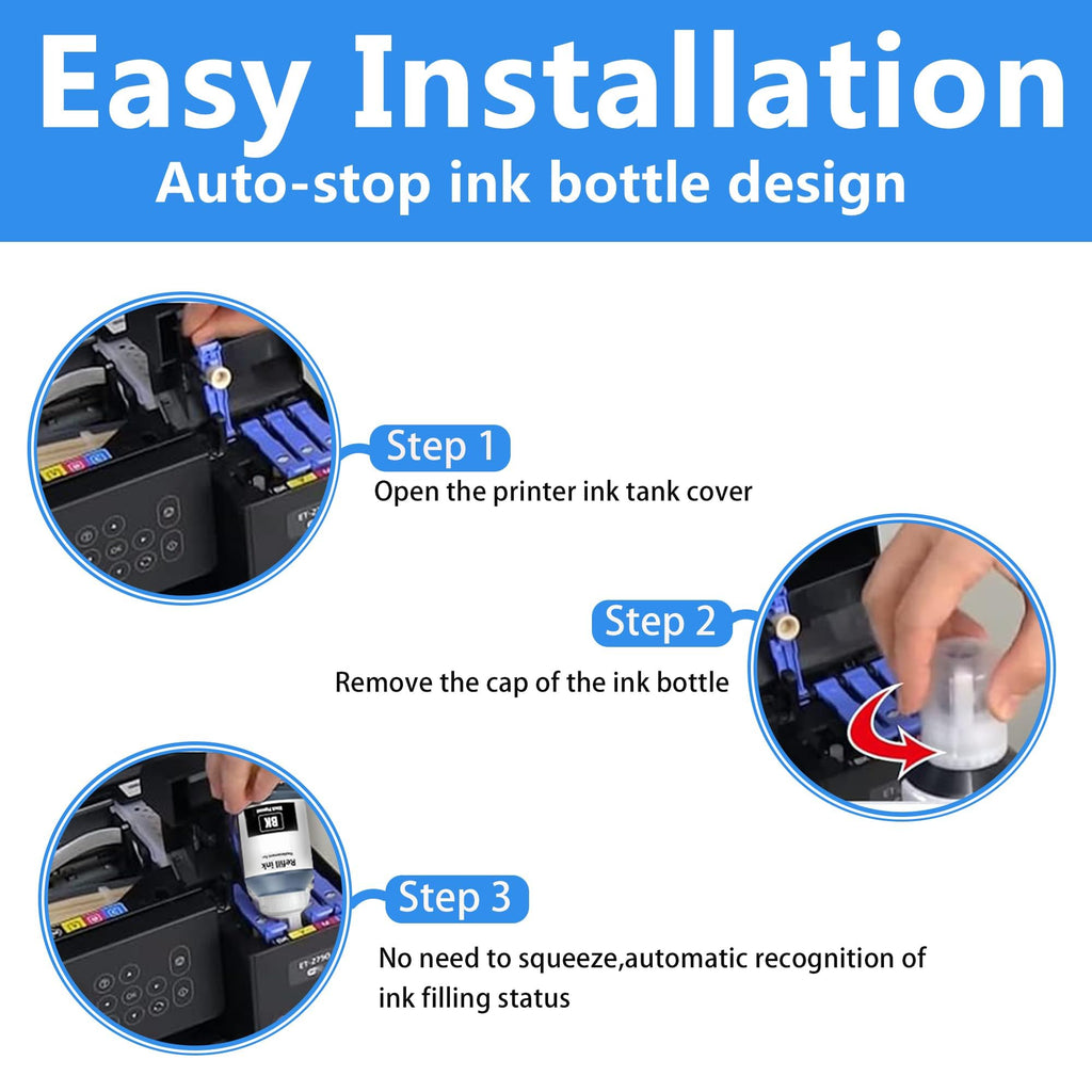 LCL Compatible Ink Refill Bottles Replacement for 502 T502 Ink Compatible with ET2760 ET-4760 ET2750 ET-3760 ET-2850 ET-15000 ST-4000 ST-2000 ET-3710 ET-3850 ET-3750 ET-4850 ET-3830 ET4750 (2KCMY)
