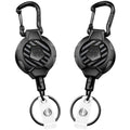 MNGARISTA 2-Pack Retractable Keychain, Heavy Duty 10 OZ Retraction 3K Carbon Fiber ID Badge Reel, Carabiner Badge Holder Hook Upgraded 31.5" Stainless Steel Cord Lanyard with Clip Strap and Key Ring
