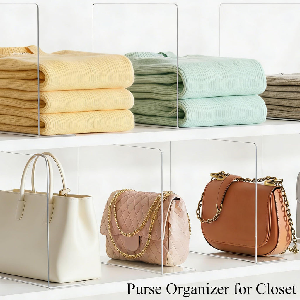 Shelf Dividers for Closet Organization: Acrylic Closet Shelf Dividers for Clothes Sweater Purse - Clear Closet Organizers and Storage Separators for Shelves, 6Pack