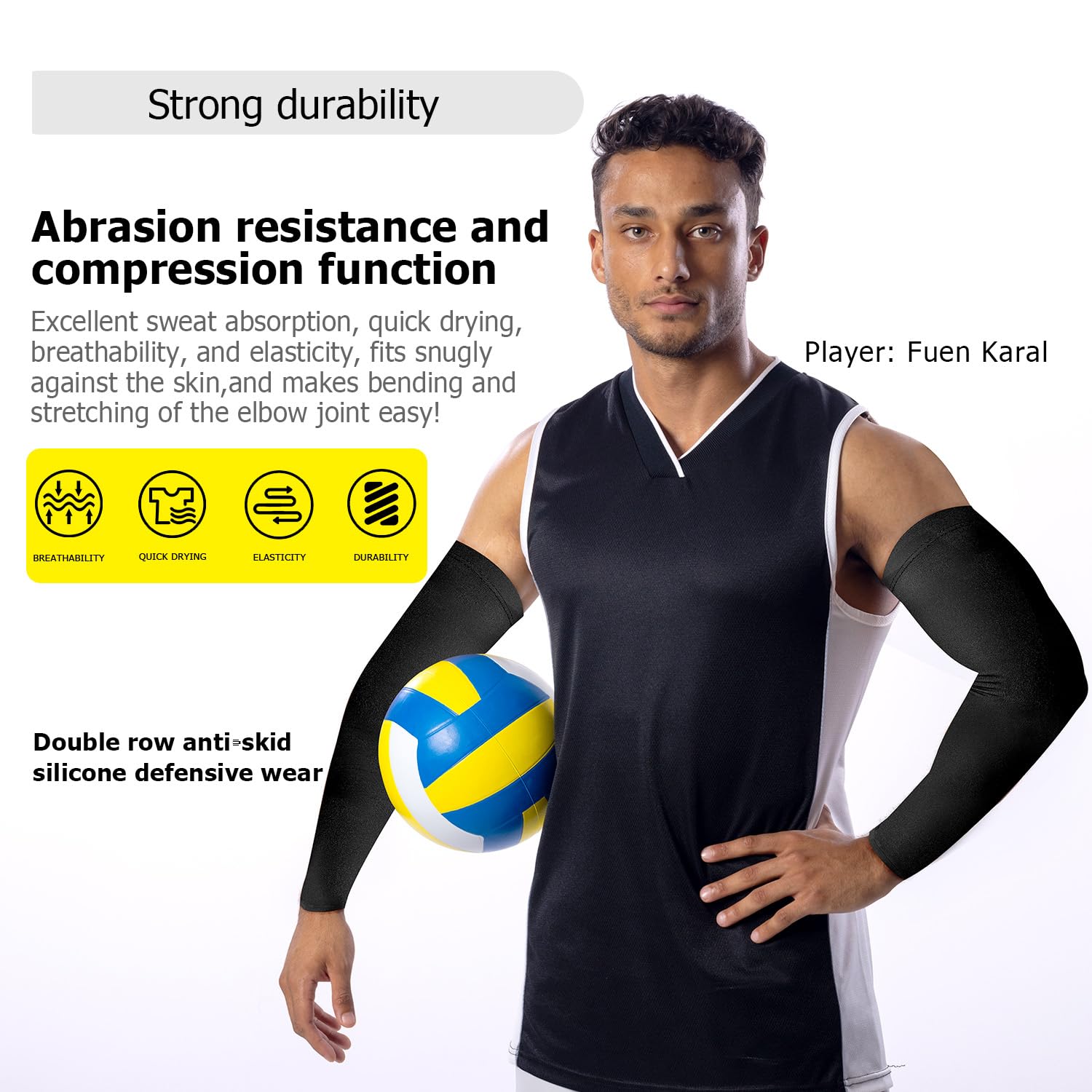 Peabownn Volleyball Arm Sleeves youth 3XS-2XL - Compression Volleyball Arm Sleeves for Women Teen Black S