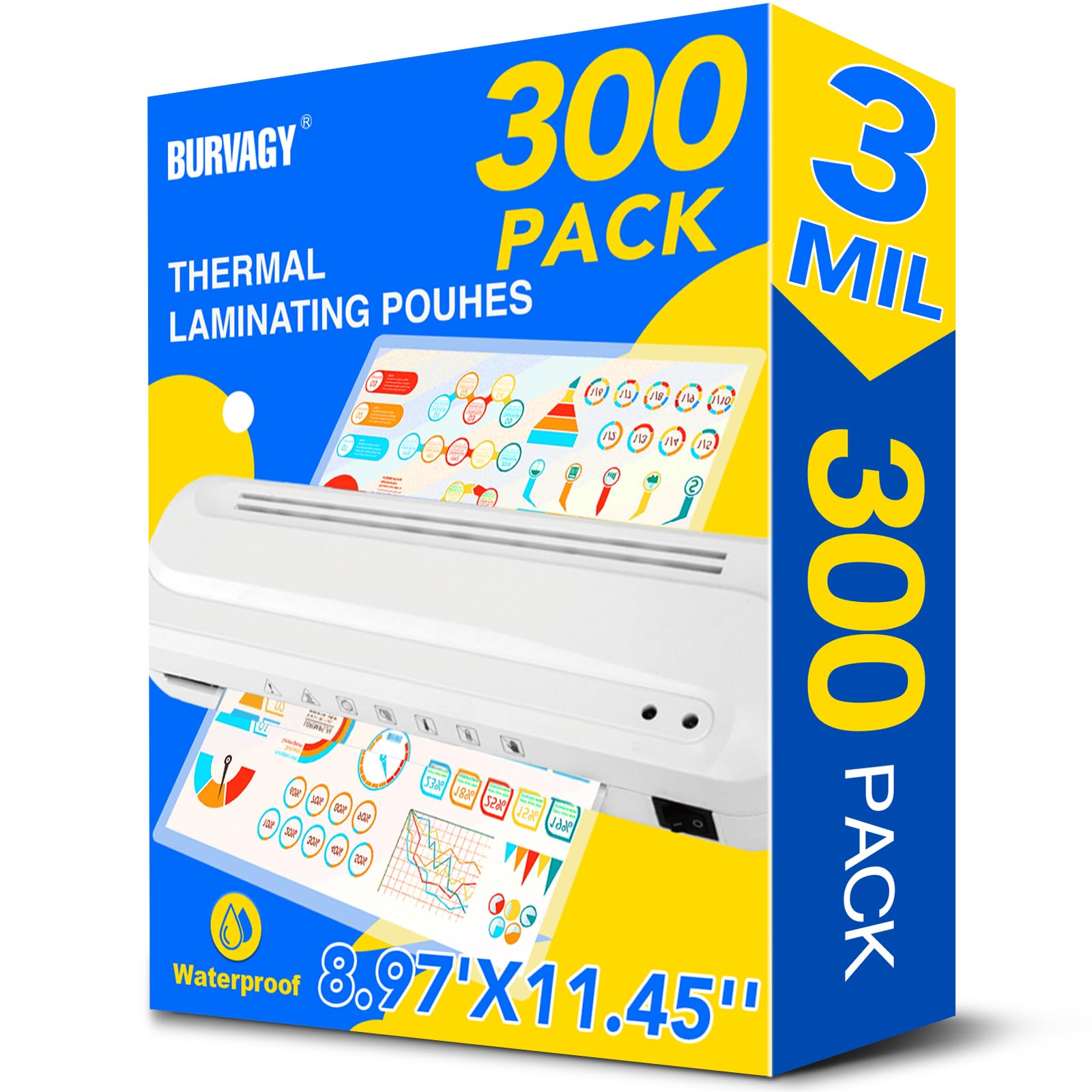 Laminating Sheets, 8.97 x 11.45 Inches Thermal Laminating Pouches Lamination Sheet Paper for Laminator, Clear, Letter Size, Office and School Supplies (300P 3Mil)