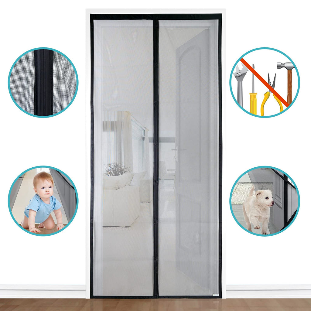 Apalus VP Magnetic Screen Door Deluxe Version Heavy Duty Mesh Curtain, Strong Magnets,Top-to-Bottom Seal Snaps Shuts Automatically(36x38 inch )
