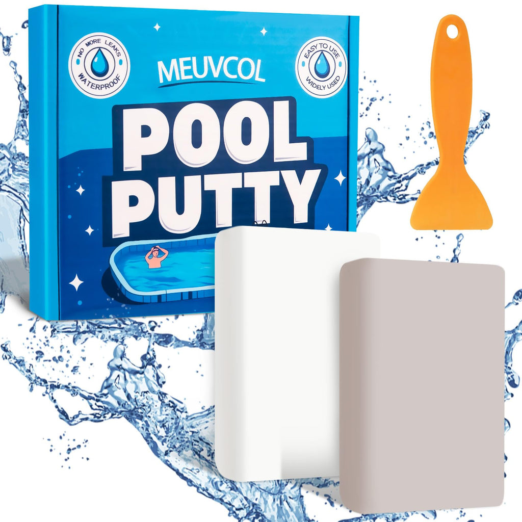 Meuvcol Pool Epoxy Putty, 17.6 Oz Pool Repair Kit for Fixing a Leak Pool Leak, Hot Tub Leaks - Multi-Purpose Pool Leak Sealer for Pools, Concrete, Fiberglass - Underwater and Above Ground Use