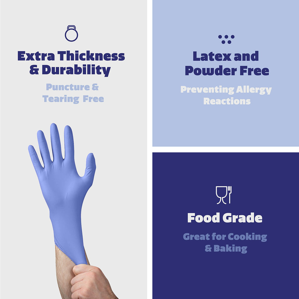 GUSTO [200 Count] Blue Nitrile Gloves, Disposable Gloves - 4 Mil, Latex & Rubber Free, Non-Sterile Powder Free Gloves - X-Large [Formerly Comfy Package]