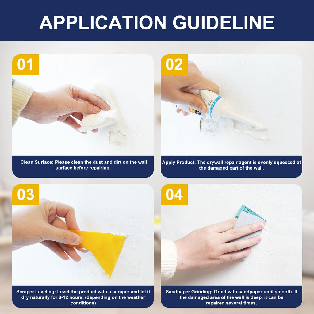 Hupeyna Drywall Repair Kit, 2 Pack Spackle Wall Repair, Drywall Patch Repair Kit with Scraper, Fast-Drying Wall Mending Agent, Effortlessly Fill Wall Surface Hole and Cracks Solution