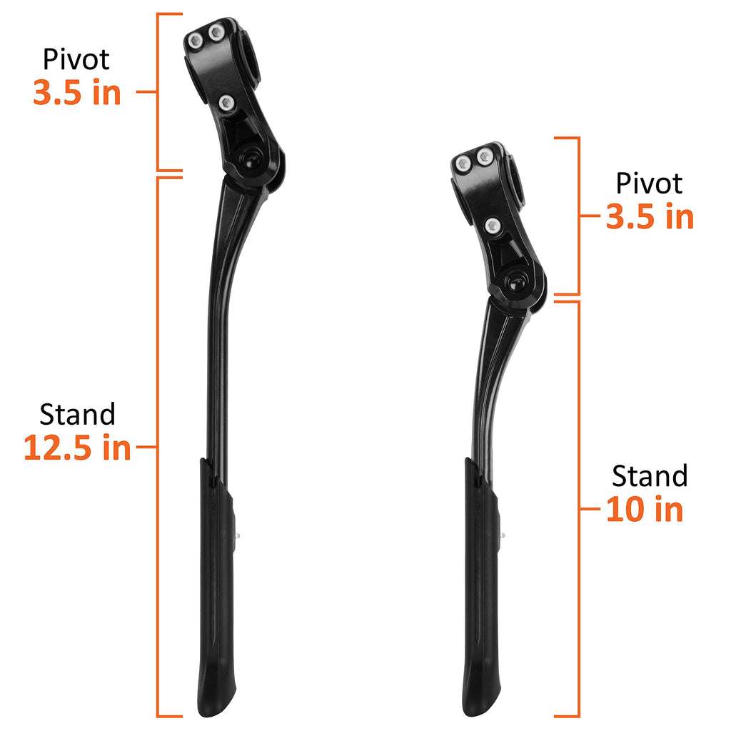BV Bike Kickstand - Alloy Adjustable Height Rear Side Bicycle Kick Stand, for 24" - 28" Mountain Bike, Road Bike, BMX, MTB (Regular Duty - Black)