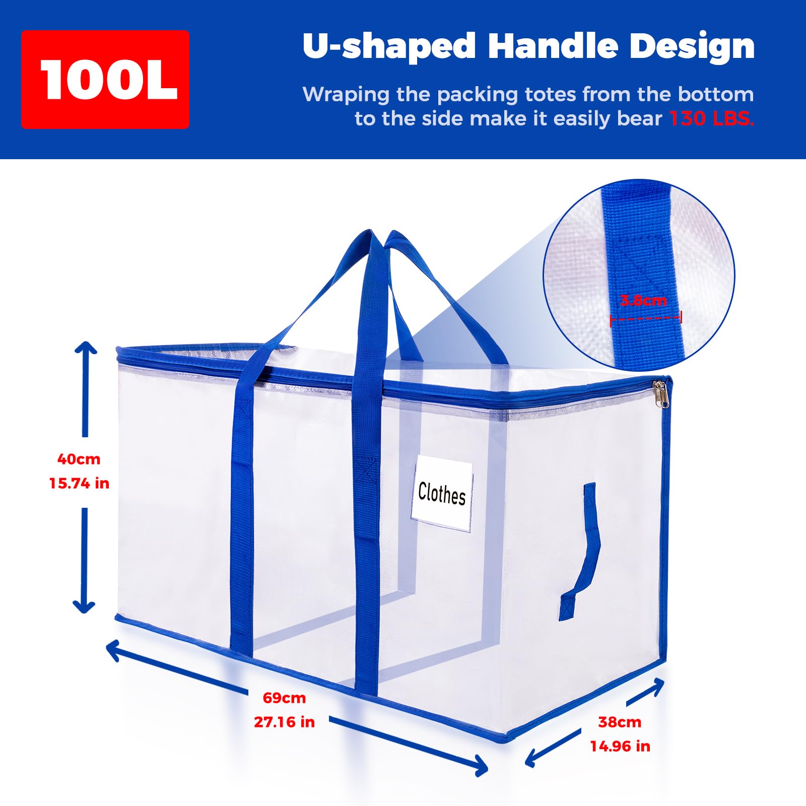 ZFWDSY 105L Moving Bags Totes 6 pack Storage Bag Bins Large Moving Boxes with Lids Zippers Handles for College Dorm, Traveling, Camping, Christmas