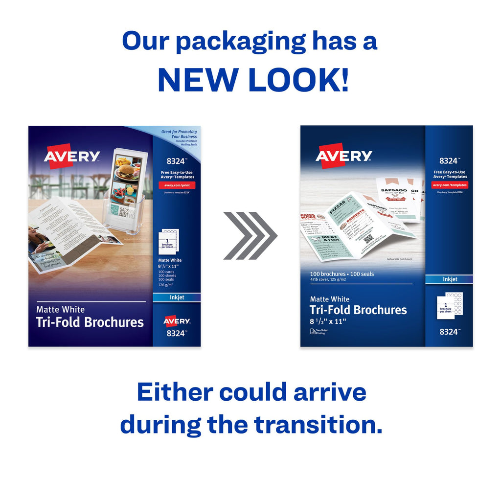 Tri-Fold Brochures, Inkjet, White, Matte, 1-up, 100-sheets