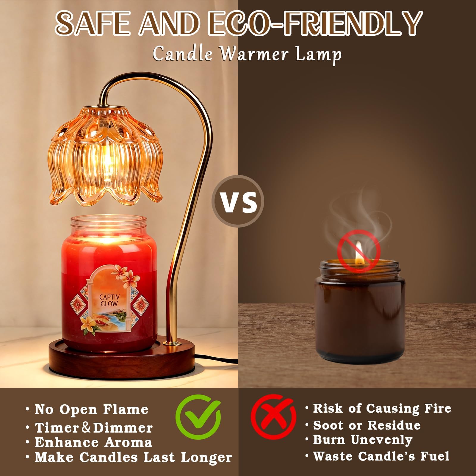 Flower Candle Warmer Lamp with Timer, Dimmable Candle Lamp Warmer, Mothers Day Birthday Gifts for Mom Wemen Her Wife, Anniversary Romantic Gifts Ideas, Vintage Lamp Candle Warmer