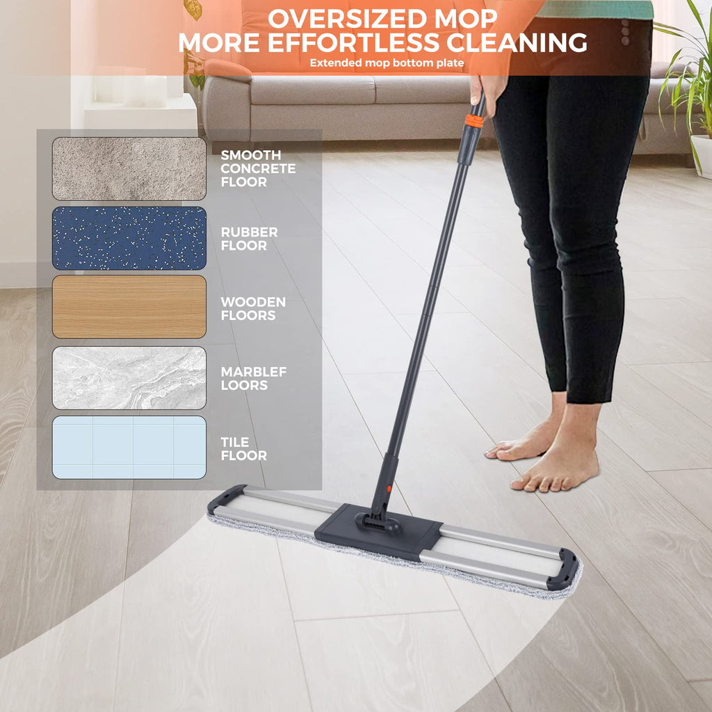 Dust Mop for Hardwood Floors 36 inch Commercial Industrial Floor Dust Mop with Extra 3 Mop Refill Pads 61 Inch Long Handle for Cleaning Office Garage Hardwood Warehouse Factory Mall Deck