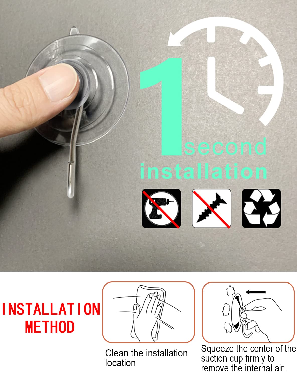Suction Cup Hooks, Transparent PVC Removable Reusable, for Glass Windows, Mirrors, Doors, Tiles, 30 Pack