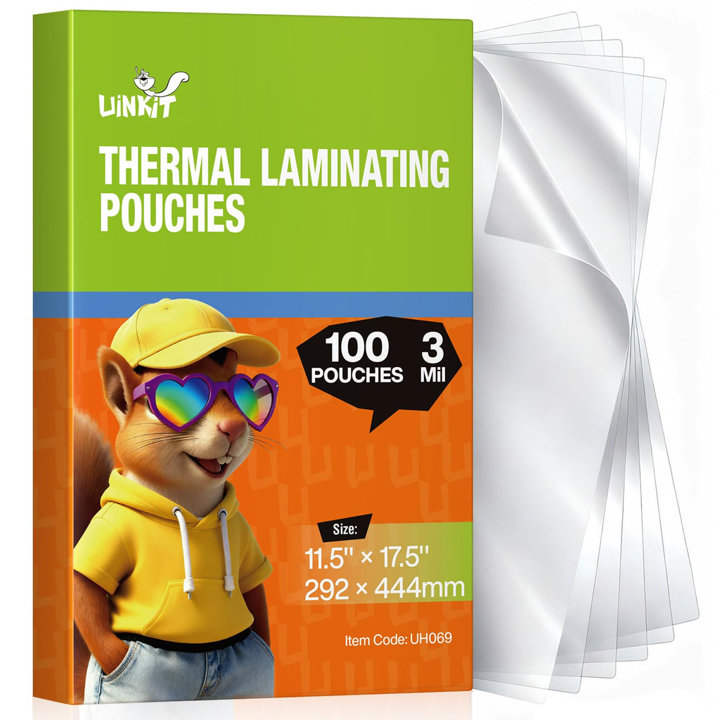 Uinkit Thermal Laminating Pouches 3Mil 11.5x17.5 Inches A3 Laminating Sheets for Extra Protection for Sealed A3 11x17 Photo and documents 100 Sheets Pack, Clear. (100, 11.5x17.5"-A3 Size)