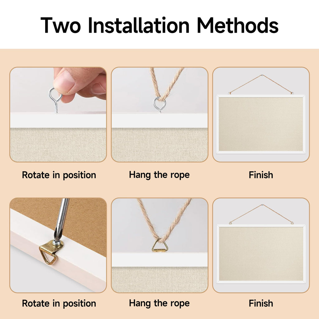 Yunihome 12x16 Inch (2-Pack) Cork Board for Wall Hanging with Linen, Bulletin Board with Push Pins, Mounted Memo Message Board for Home Office Decor, Dorm Room Essentials, Classroom Organization