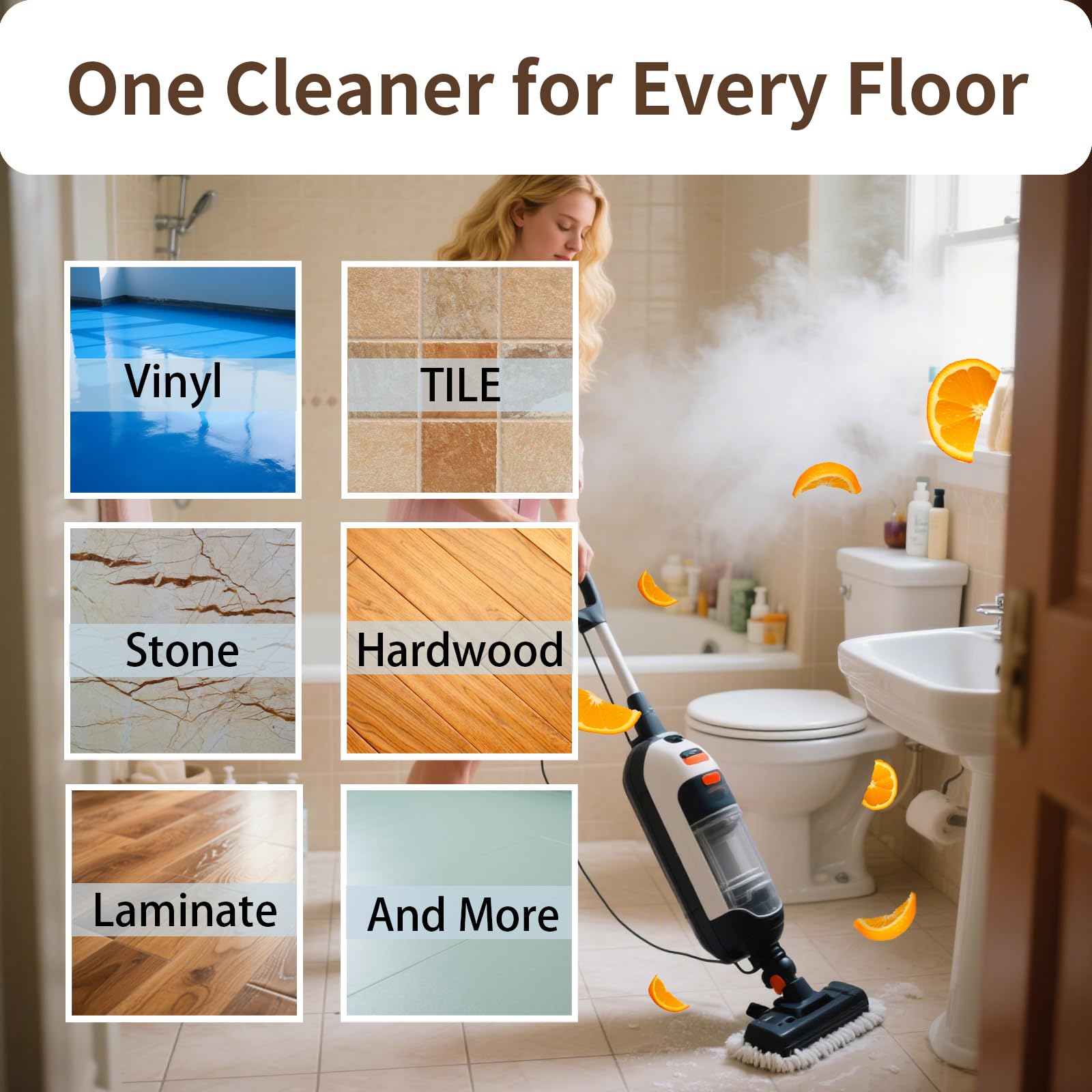 Robot Mop Cleaning Solution Concentrate Compatible with Robot Vaccum, Wet Dry Vacuums, for Roborock, Tineco, Dreame, Narwal, Shark, Bissell Mops, 1L, Dilution Ratio 1:200, Orange Scent