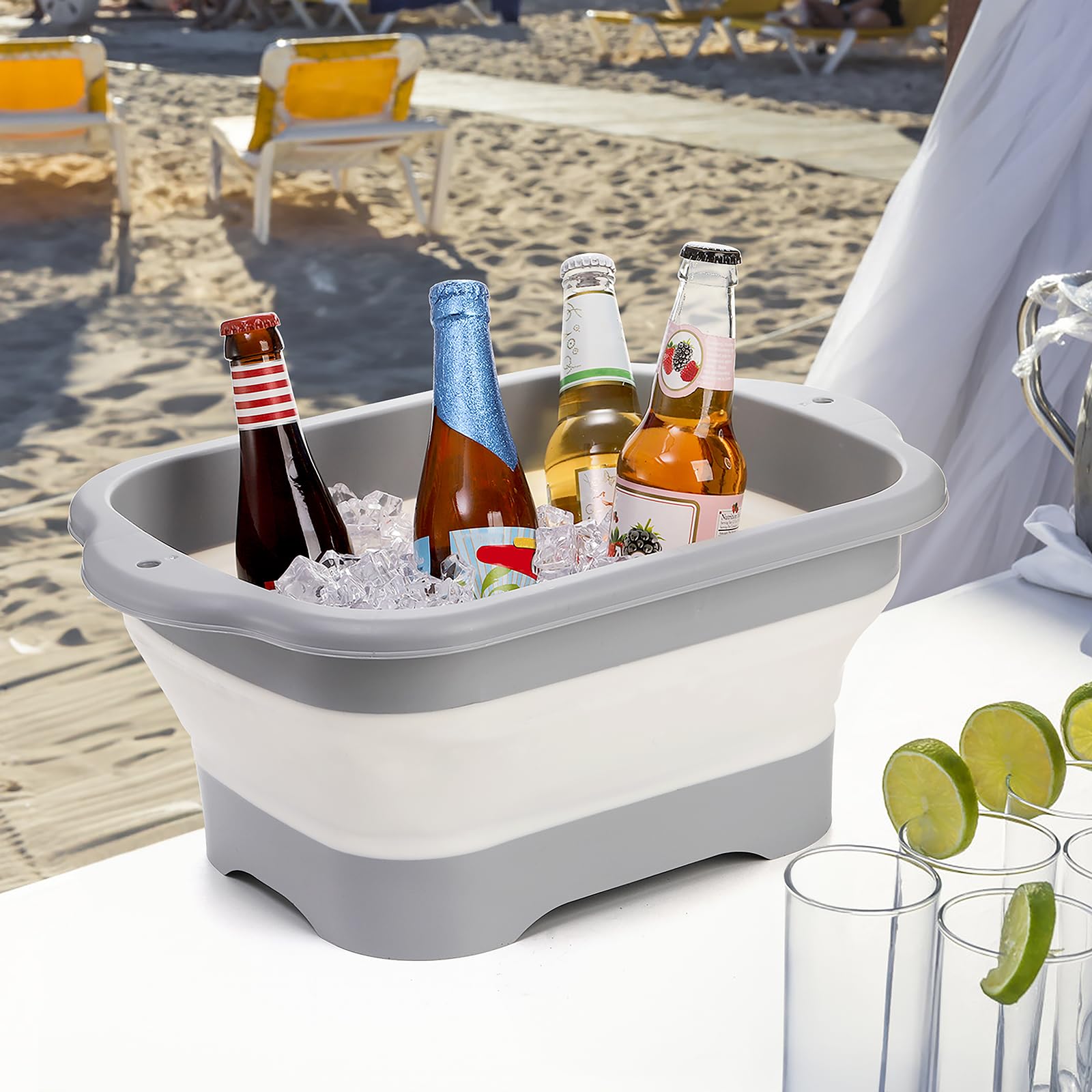 Nicunom 2 Pack Collapsible Wash Basin with Drain Plug, 11L Large Collapsible Dish Tub Portable Sink Dish Basin Foldable Dishpan Space Saving for Kitchen, RV, Camping Dish Washing Tub