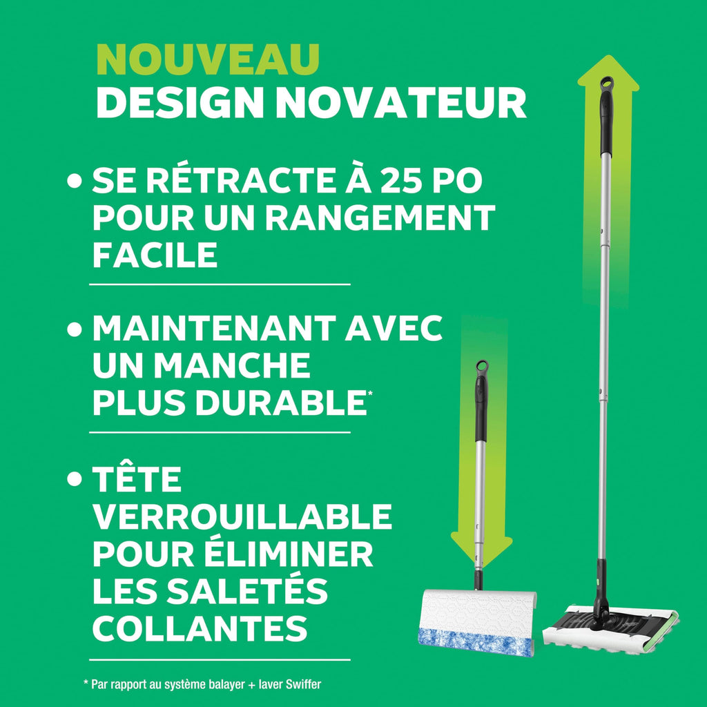 Swiffer Sweep and Mop Deluxe, 2-in-1 Floor Mopping and Sweeping Kit, Multi-Surface Kit for Floor Cleaning, Kit Includes 1 Sweeper Device, 5 Heavy Duty Dry Sweeping & 6 Heavy Duty Wet Mopping Cloths