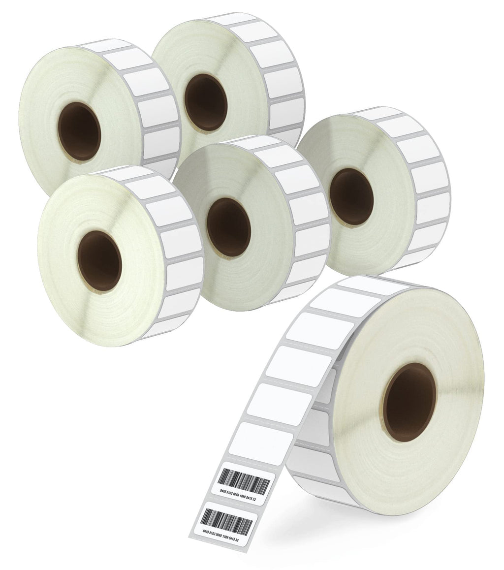 BETCKEY - 1" x 0.5" (25 mm x 13 mm) Small Labels Compatible with Zebra & More Label Printer, Premium Adhesive & Perforated [6 Rolls, 14580 Labels]