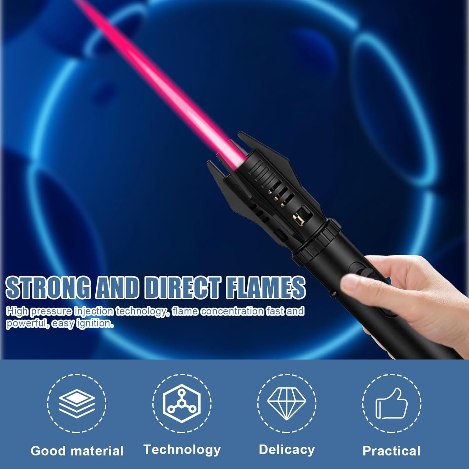 Arkinsand Flame Lighter Camping Outdoor Windproof Straight Flame Light Saber Torch Lightsaber (Black)