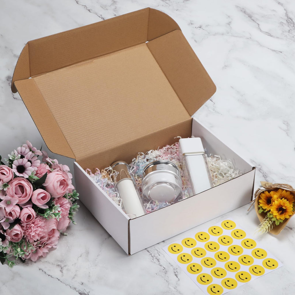 HORLIMER 10x7x3 inches Shipping Boxes Set of 25, White Corrugated Cardboard Box Literature Mailer