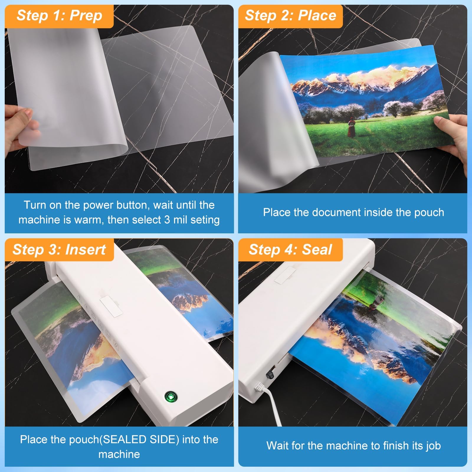 Laminating Sheets, 8.97 x 11.45 Inches Thermal Laminating Pouches Lamination Sheet Paper for Laminator, Clear, Letter Size, Office and School Supplies (300P 3Mil)