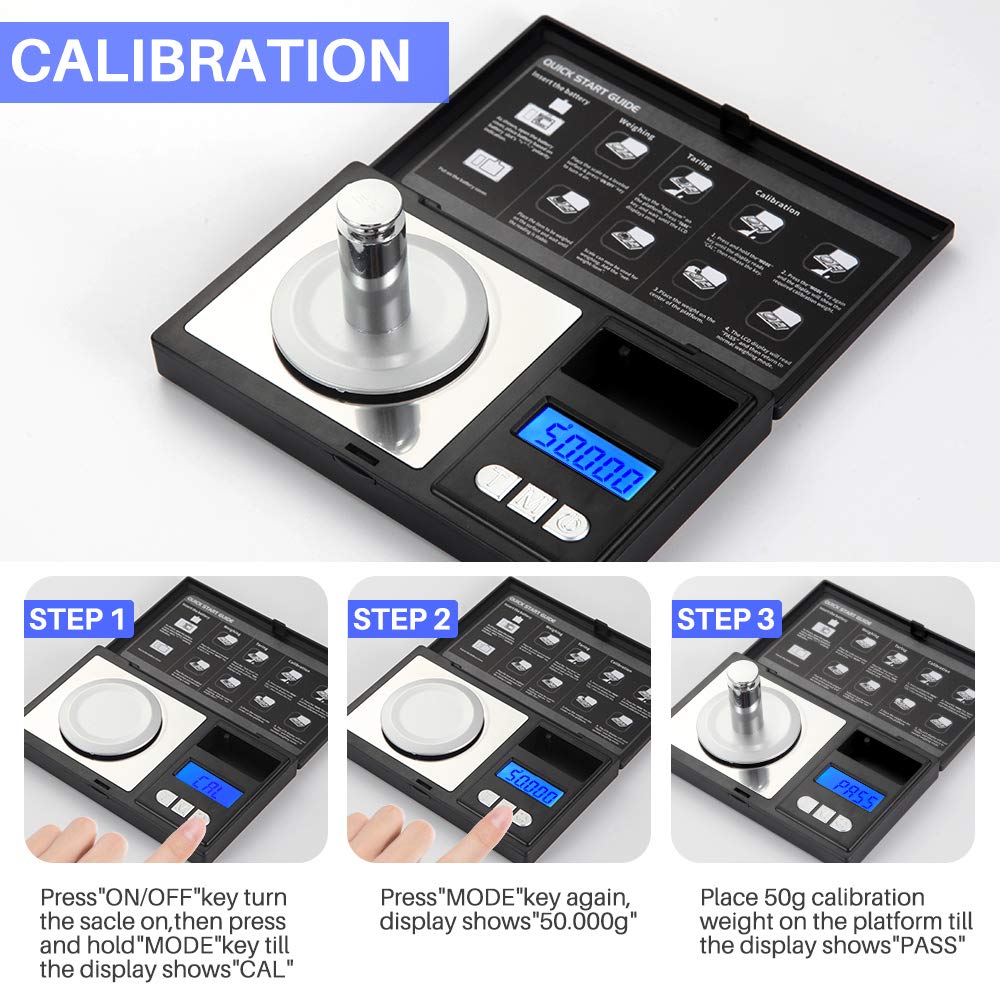 THINKSCALE Milligram Scale, 50g/0.001g Digital Jewelry Scale, Mg Scale 6 Units, Micro Gram Scale, Powder Scale for Reloading, Medicine, Gem, Cal Weight Included