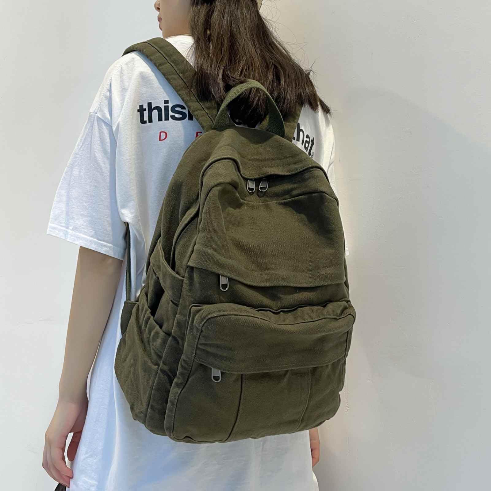 Canvas Backpack for Women Men Retro Aesthetic Rucksack Vintage Backpack for College Travel Laptop Bag