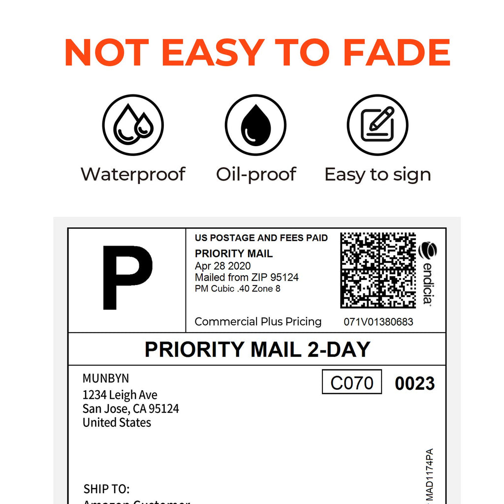 MUNBYN 4x6 Direct Thermal Fanfold Shipping Labels 500 Pics for Address Mailing Postage USPS UPS FedEx Amazon Ebay Shipping Labels, Commercial Grade