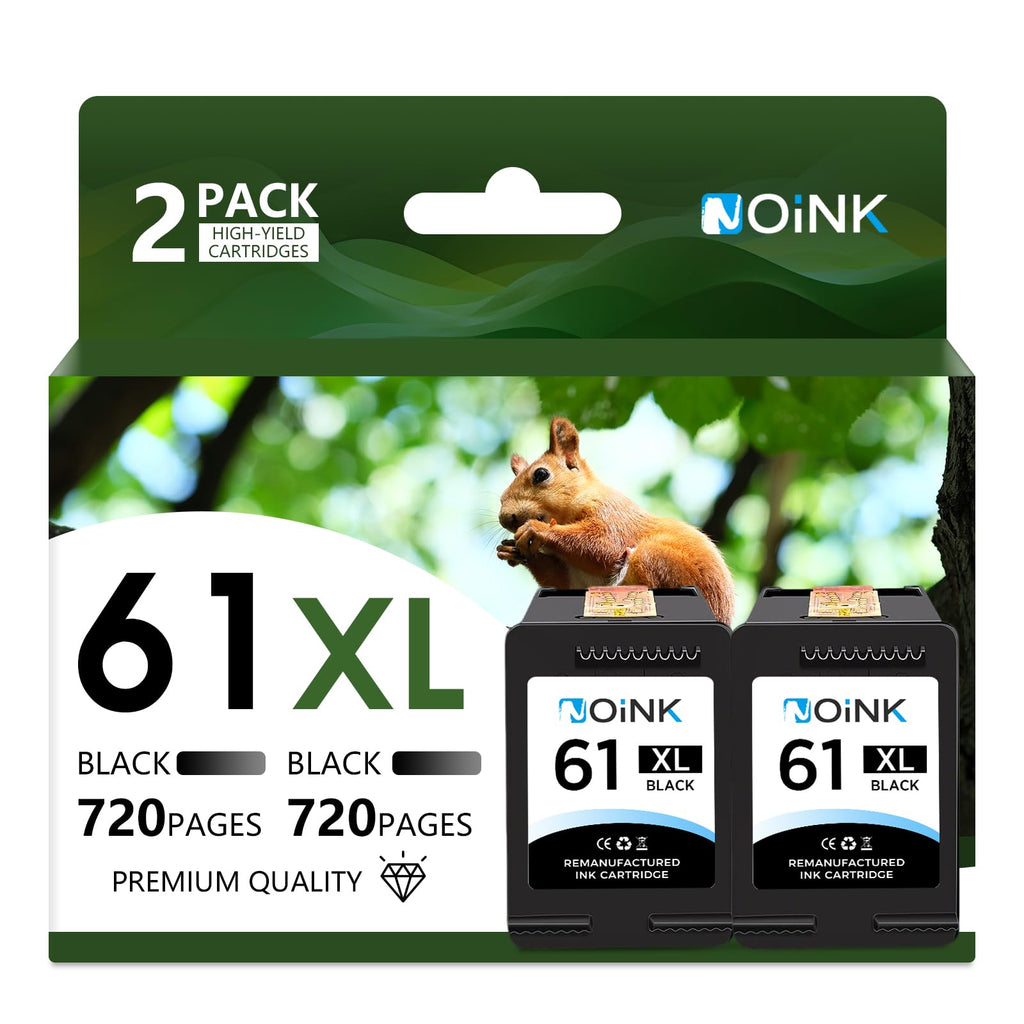 NOINK 61XL Ink Cartridges High Yield Replacement for HP 61XL, Compatible with HP Envy 4500 5530 Deskjet 1000 1512 2540 2542 3510 3050 3050A 4630 5530, 2Pack, 2 Black
