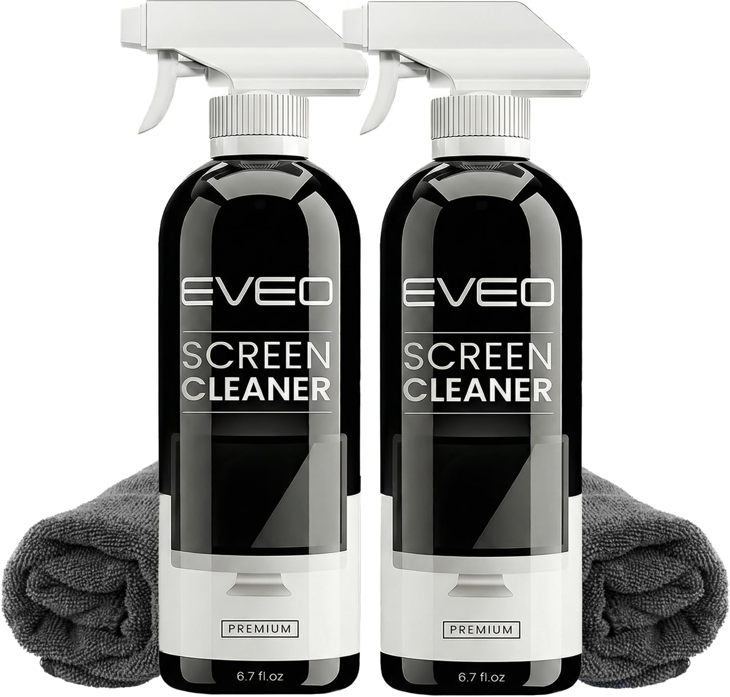 EVEO® Screen Cleaner Spray Kit (Streak-Free) TV Screen Cleaner for Smart TV, LCD, LED, OLED | Computer Cleaner Spray and Wipe Microfiber Cloth for, Monitor, Laptop, iPad, Car & More - 2 Pack