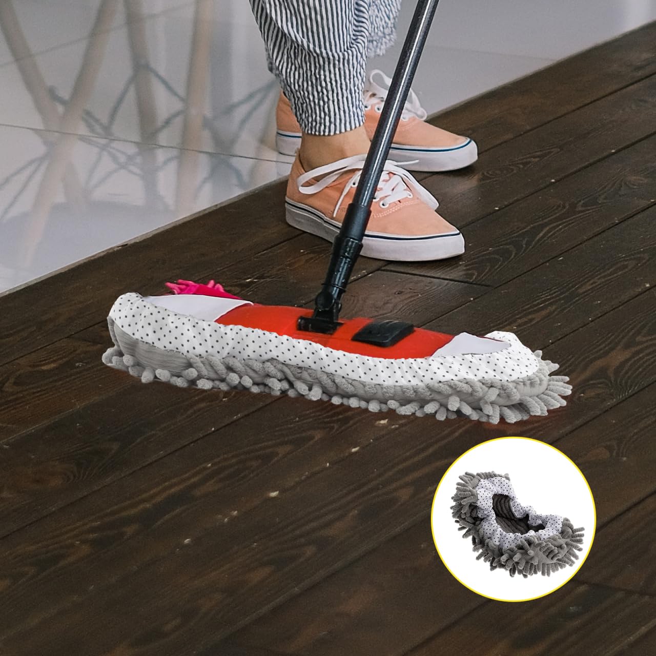 Mikinona Mop Slippers Floor Cleaning Covers 2 Pairs Washable Reusable Elastic Mop Socks for Women and Men Household Cleaning Tool