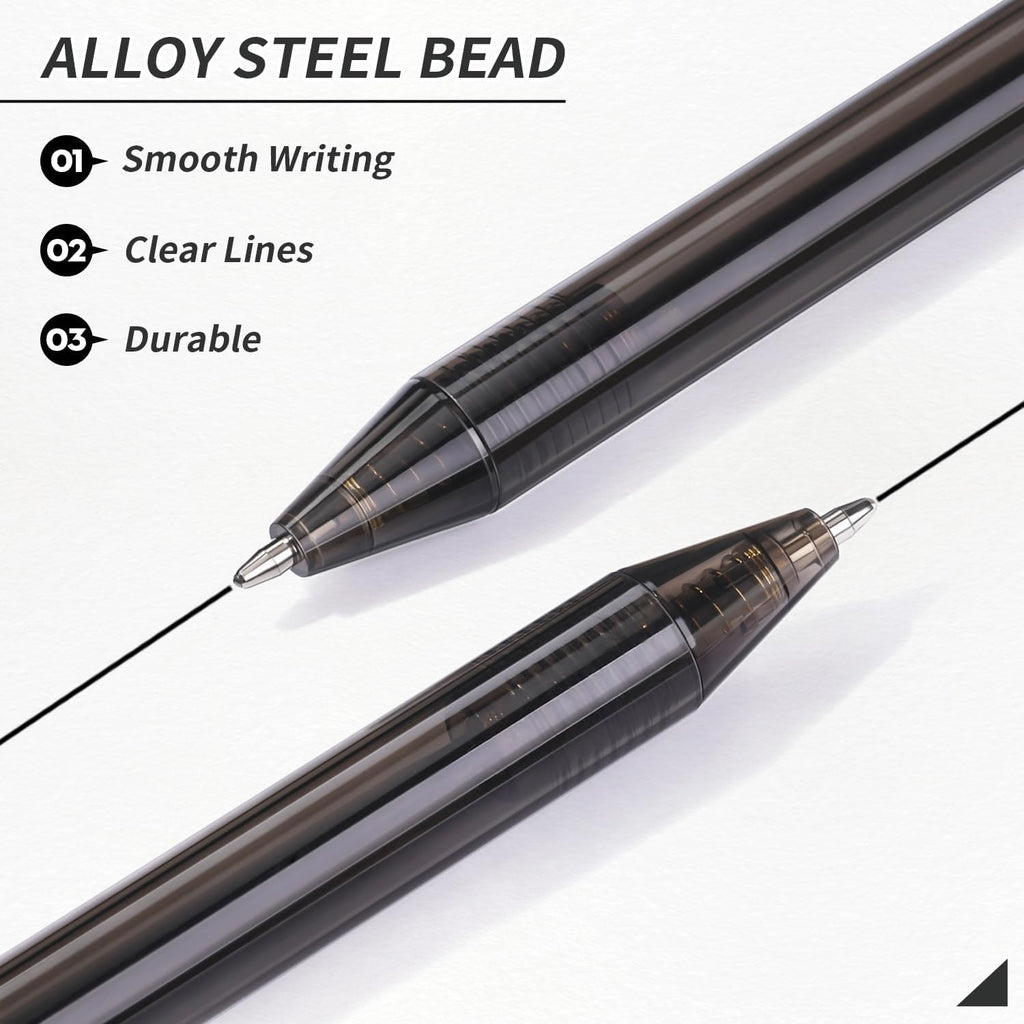 Black Pens Bulk, 60Pack Ballpoint Pens for Smooth Writing Pens No Smear, Black Ink Pens Medium Point 1.0mm, Retractable Click Ball Point Server Pens, School Office Supplies