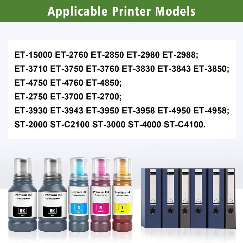 GREENPRINT EPT502 Ink Cartridges Bottle Refill Multipack Replacement for ET-15000 ET-2760 ET-2850 ET-2980 ET-3710 ET-3750 ET-3760 ET-3830 ET-3843 ET-3850 ET-4750 ET-4760 ET-4850 Printer (2BK C M Y)