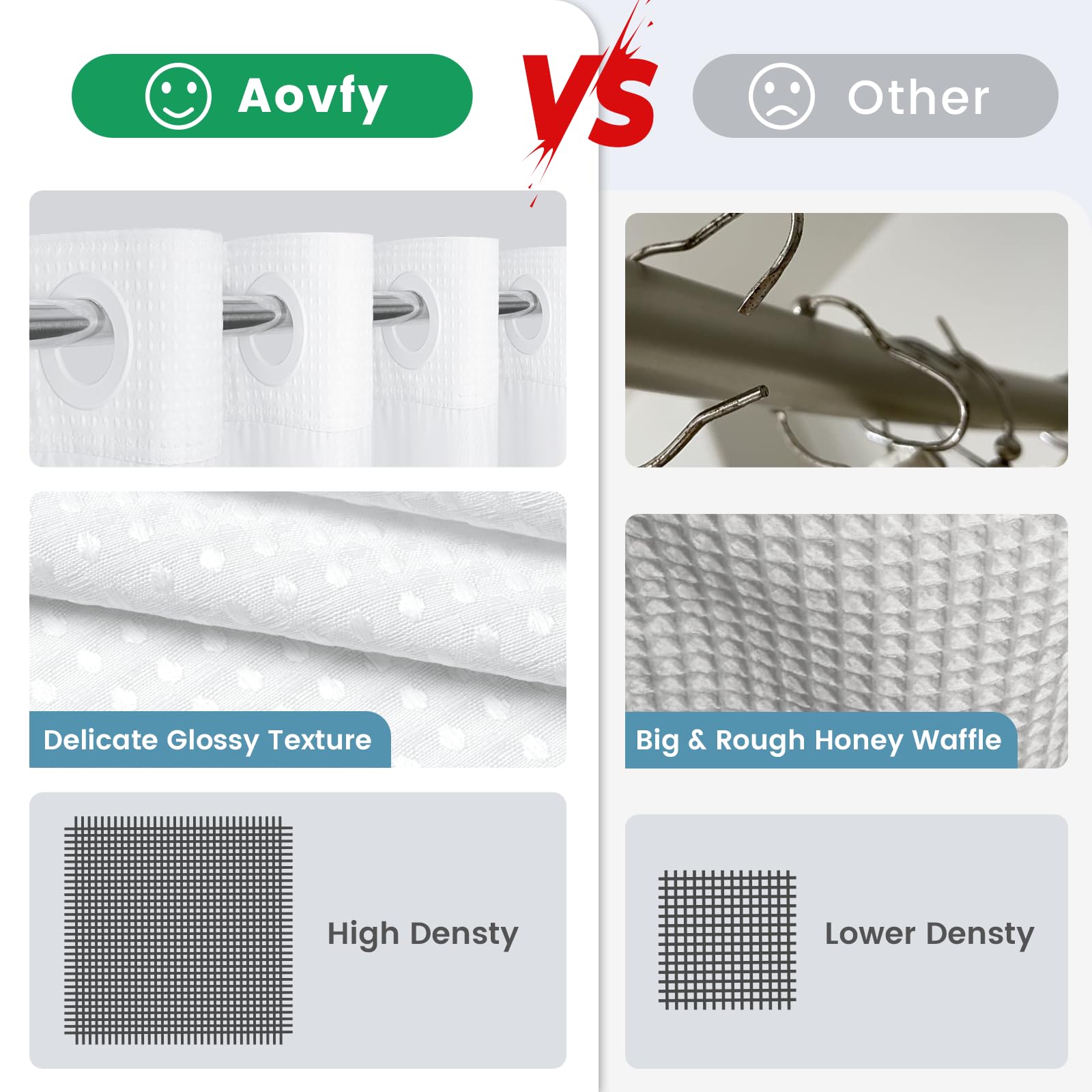No Hook Shower Curtain with Snap in Fabric Liner- Hotel Style Waffle Weave Shower Curtains with See Through Top Window for Bathroom,White,71" W x 74" L