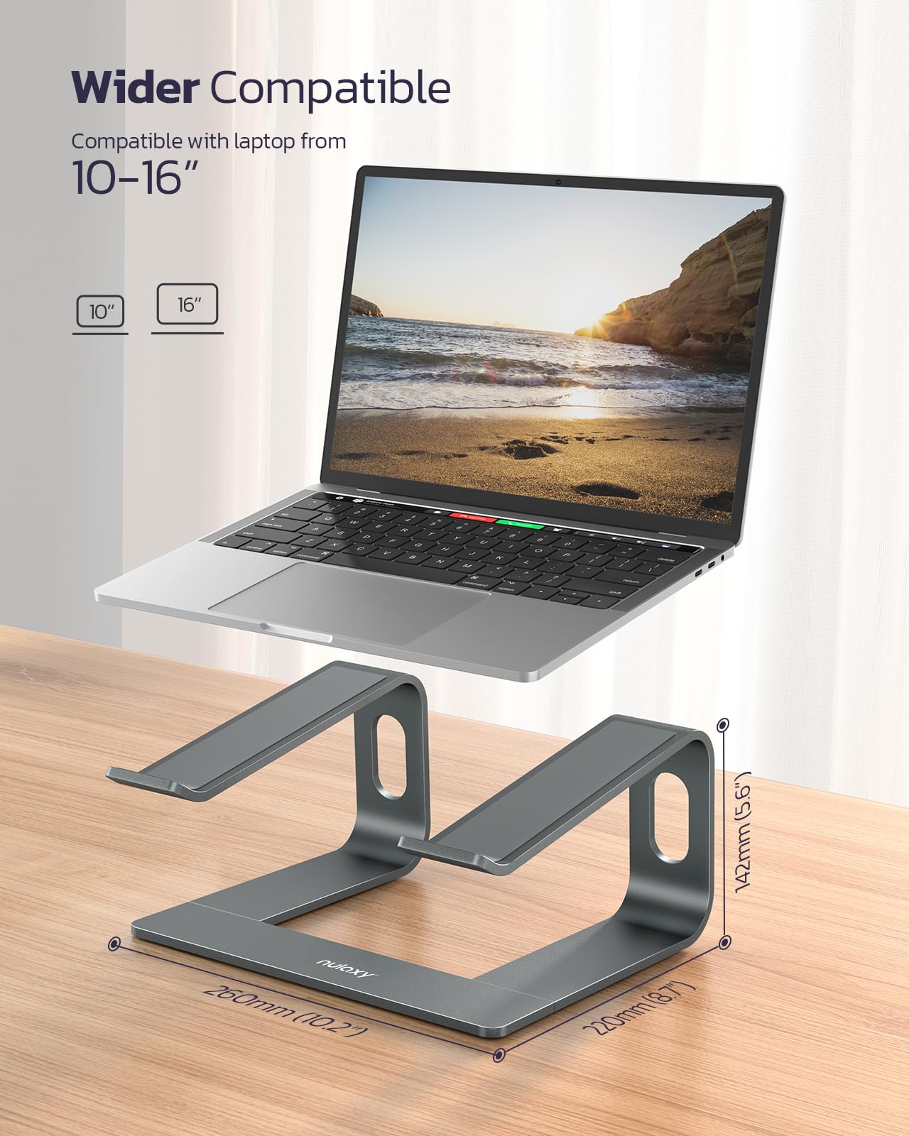Nulaxy Laptop Stand, Ergonomic Aluminum Cooling Computer Stand, Detachable Laptop Riser, Support Protable Notebook Holder Stand Compatible with MacBook Air Pro, Dell XPS, Lenovo More 10-15.6" Laptops
