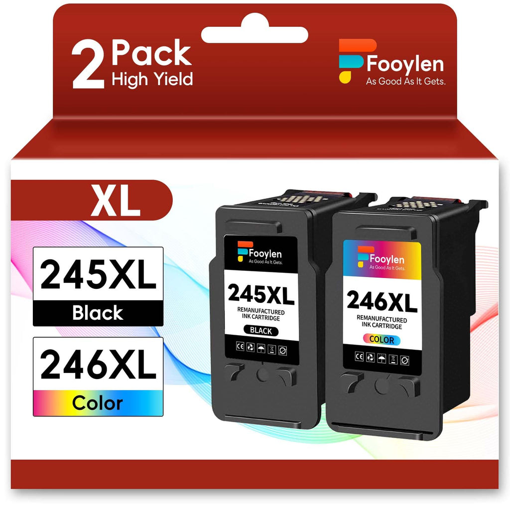 Fooylen PG-245XL CL-246XL Ink Cartridge Replacement for Canon 245XL 246XL Ink Cartridges Compatible for Canon Pixma MX492 MX490 TS3420 MG3022 MG2522 TR4520 TR4527 MG2922 (1Black,1Tricolor)
