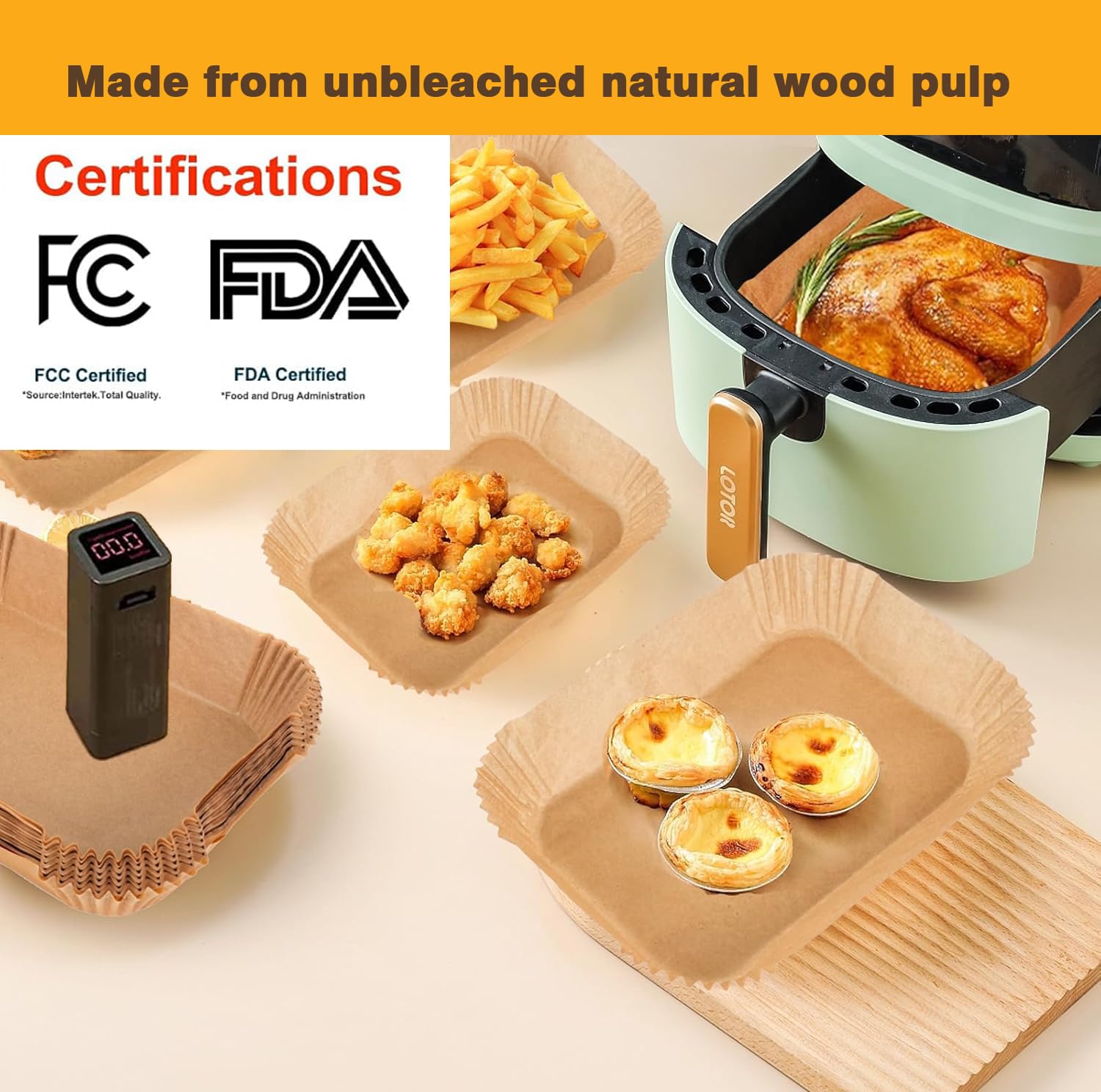 250PCS Air Fryer Liners,Air Fryer Accessories for Ninja Foodi Dual Air Fryer DZ201/DZ401 (250PCS Rectangle 8.1 x 5.3 inch)