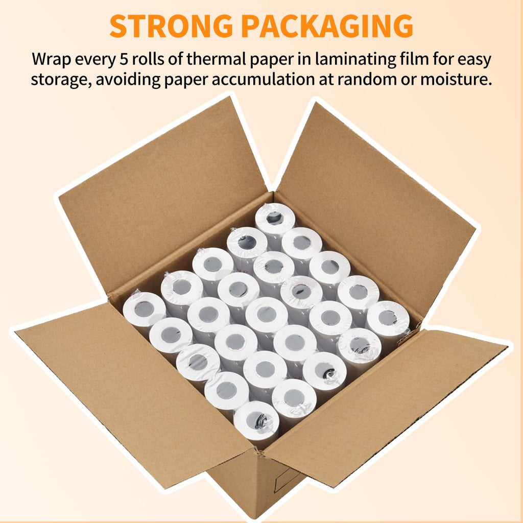 PAPRMA 2 1/4'' x 50' Thermal Paper 50 Rolls, PAPRMA 2.25x50ft Receipt Paper POS Cash Register Paper for Credit Card Machine Square Terminal Clover Mini