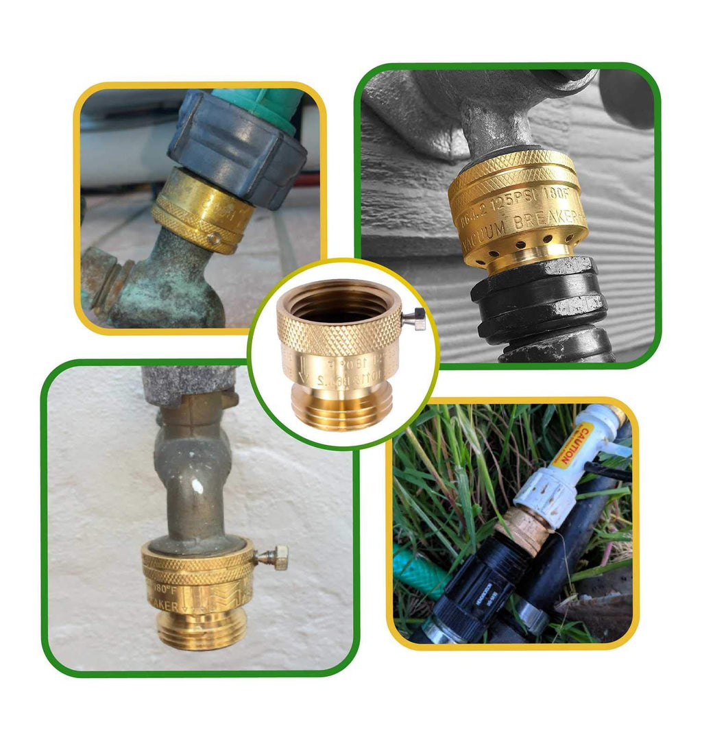 Litorange 2 Pack Brass 3/4" Inch MHT Hose Bibb Connector Backflow Preventer Vacuum Breaker