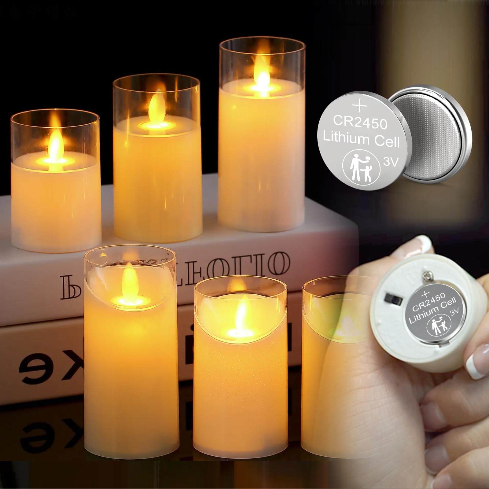 CR2450 Lithium Baxttery CR 2450 DL2450 ECR2450 5029LC BR2450V 2450 3V Pile for Flameless Candles 50PCS