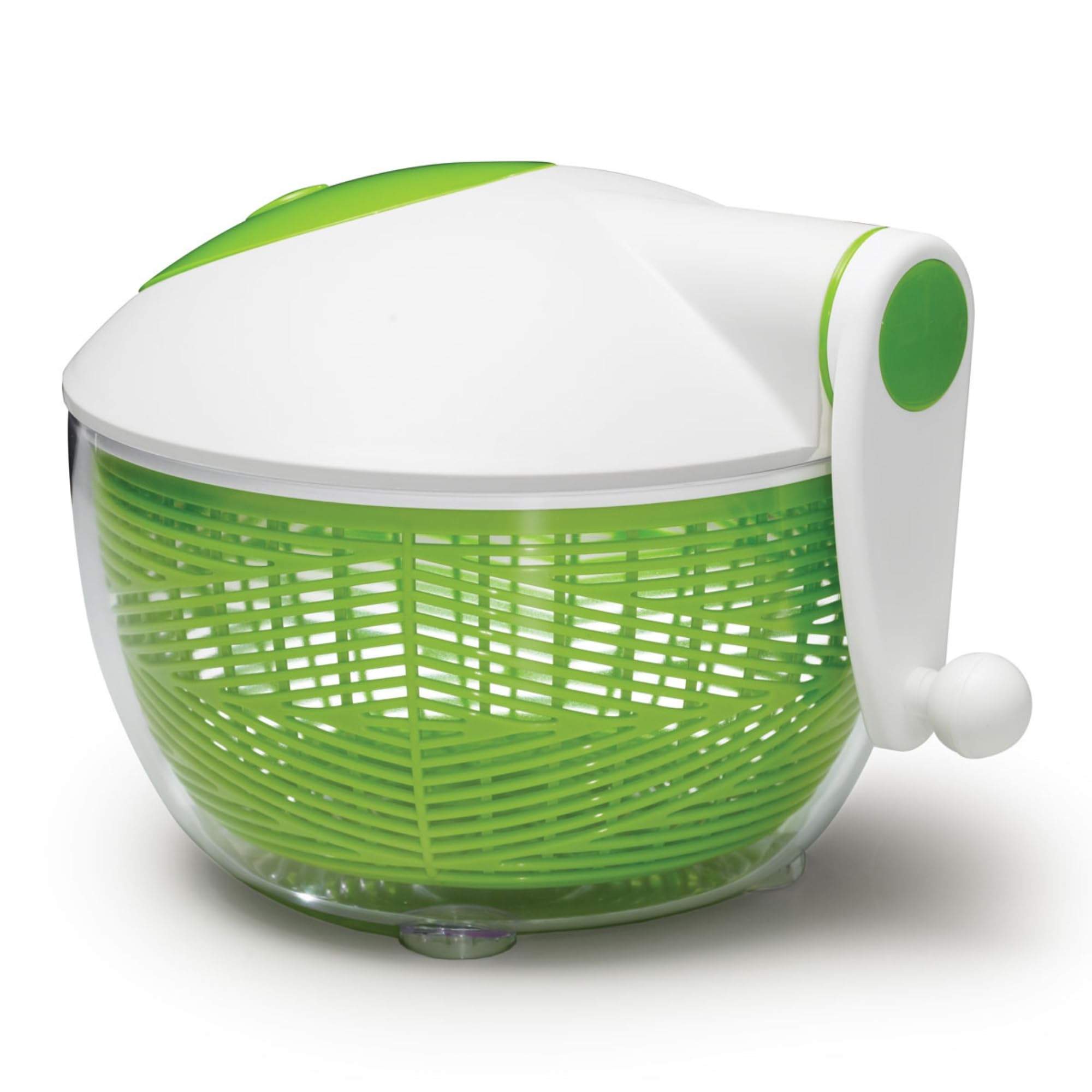 Starfrit Salad Spinner with Ergonomic Side Handle - Large Capacity 6L - Bowl Can Be Used for Serving - Stopper Button