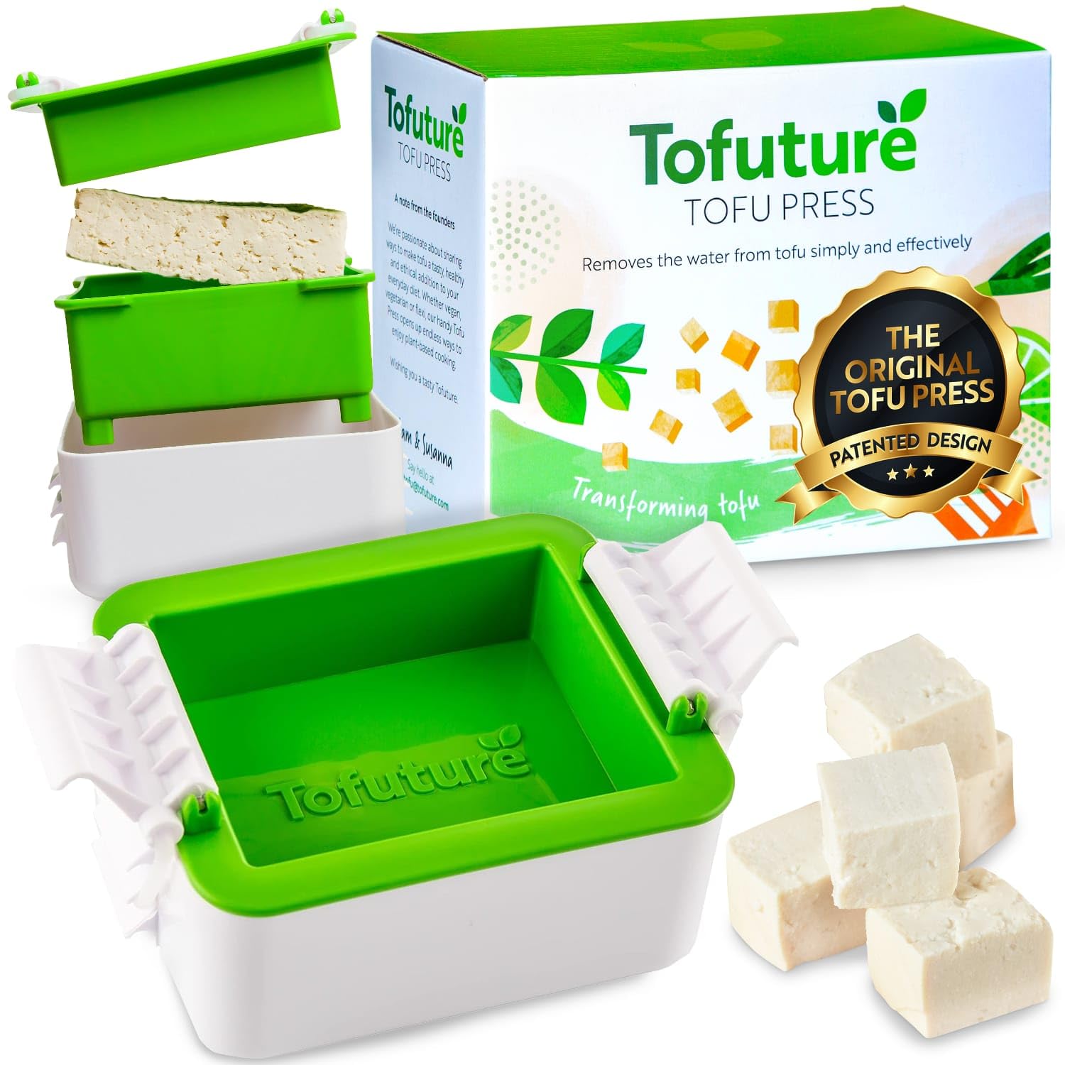 Tofuture Tofu Press - The Original and the Best Tofu Press for Transforming Your Tofu – Compact and Easy to Use it Presses the Water from Tofu Cleanly and Effectively – BPA Free and Dishwasher Safe
