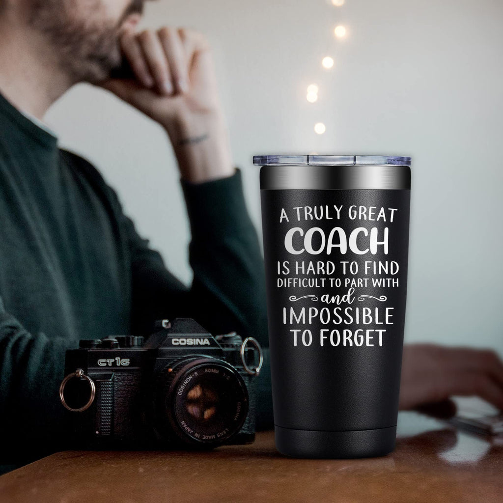 DOEARTE Hockey Coach Gifts - Coach Gifts for Men - A Truly Great Coach is Hard to Find - Volleyball, Soccer, Football, Swim, Basketball Coach Gifts - Coach Tumbler 20oz