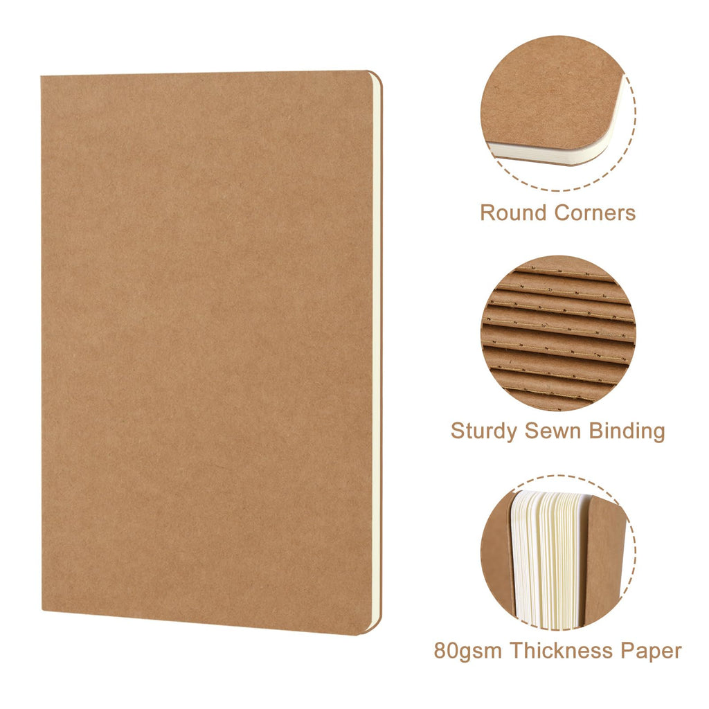 ZCZN 36 Pack Mini Blank Notebook, Jounural Kraft Notebooks, 30 Sheets/60 Pages, 3.5 * 5.5 Inches Notebooks Bulk, Diary, Subject, Memo Notebooks for Work, School, Office (36)