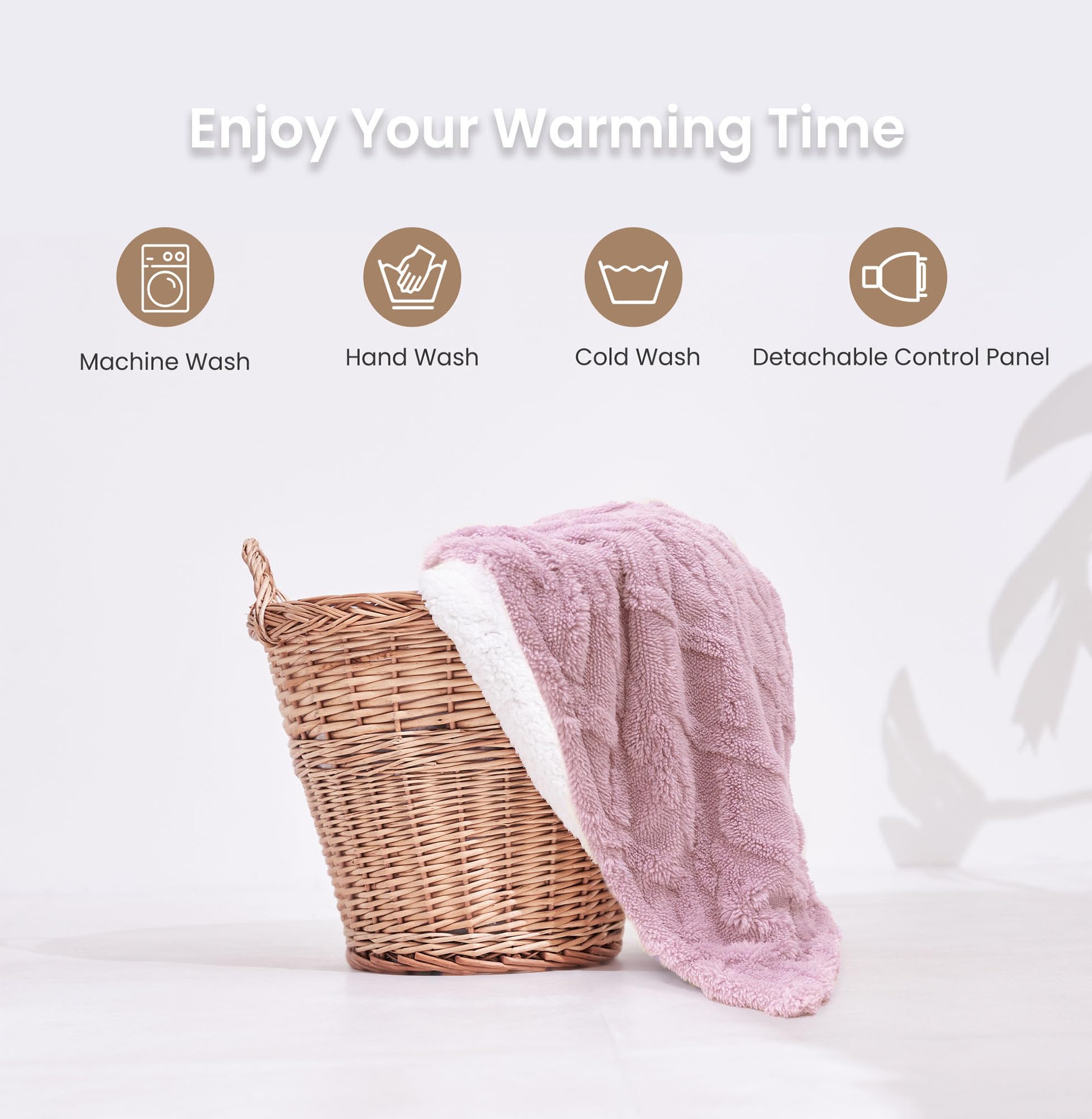 Aheadpret Heated Blanket-Electric Blanket 50"x60" Soft Heated Throw Blanket with 5 Heating Levels & 3 Hours auto-Off,Machine Washable (Pink