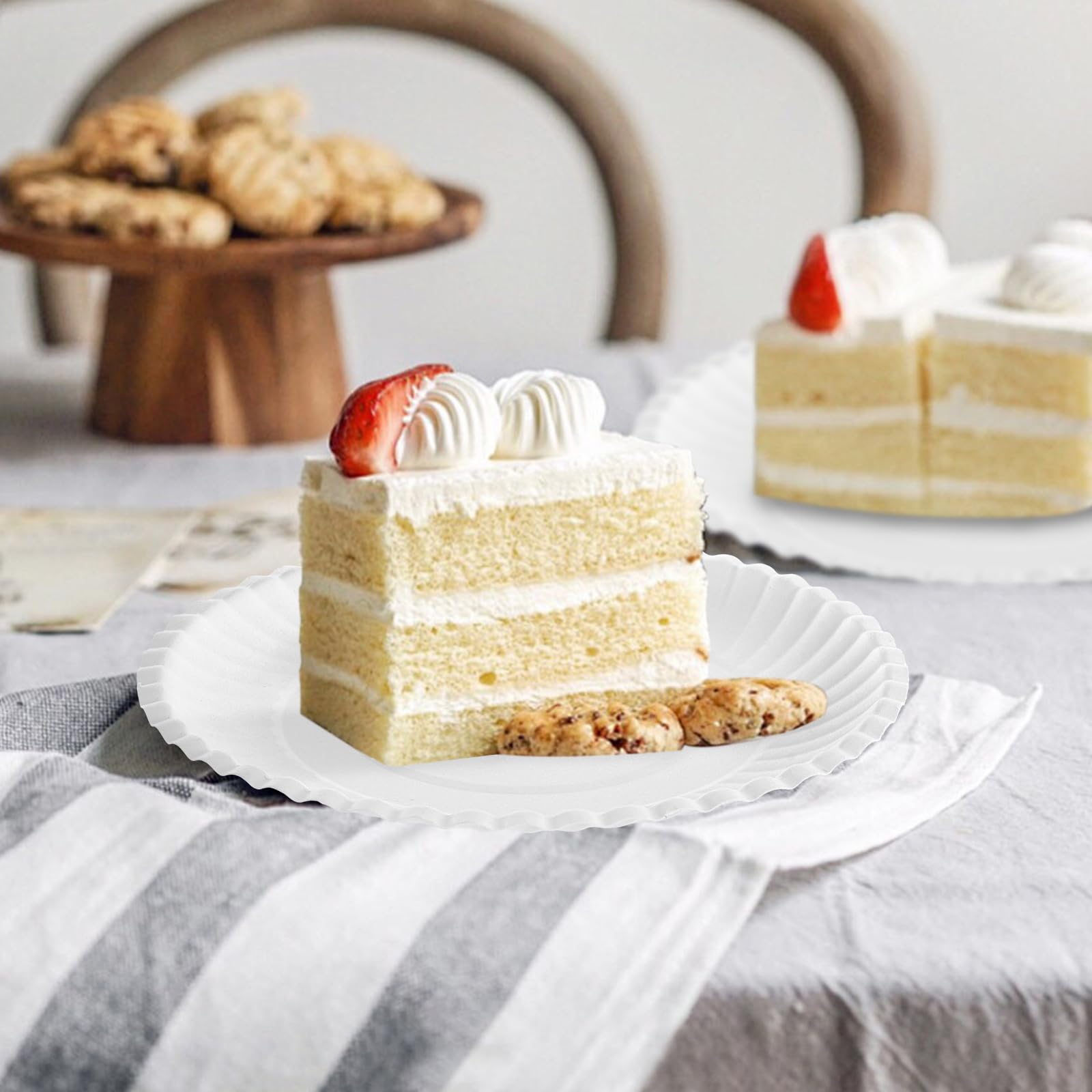 Compostable Plates 6 inch, 600 Pack Paper Plates Bulk, Small Paper Plates Eco Friendly Disposable Plates, White Paper Plates for Dessert, Cake, and Snack