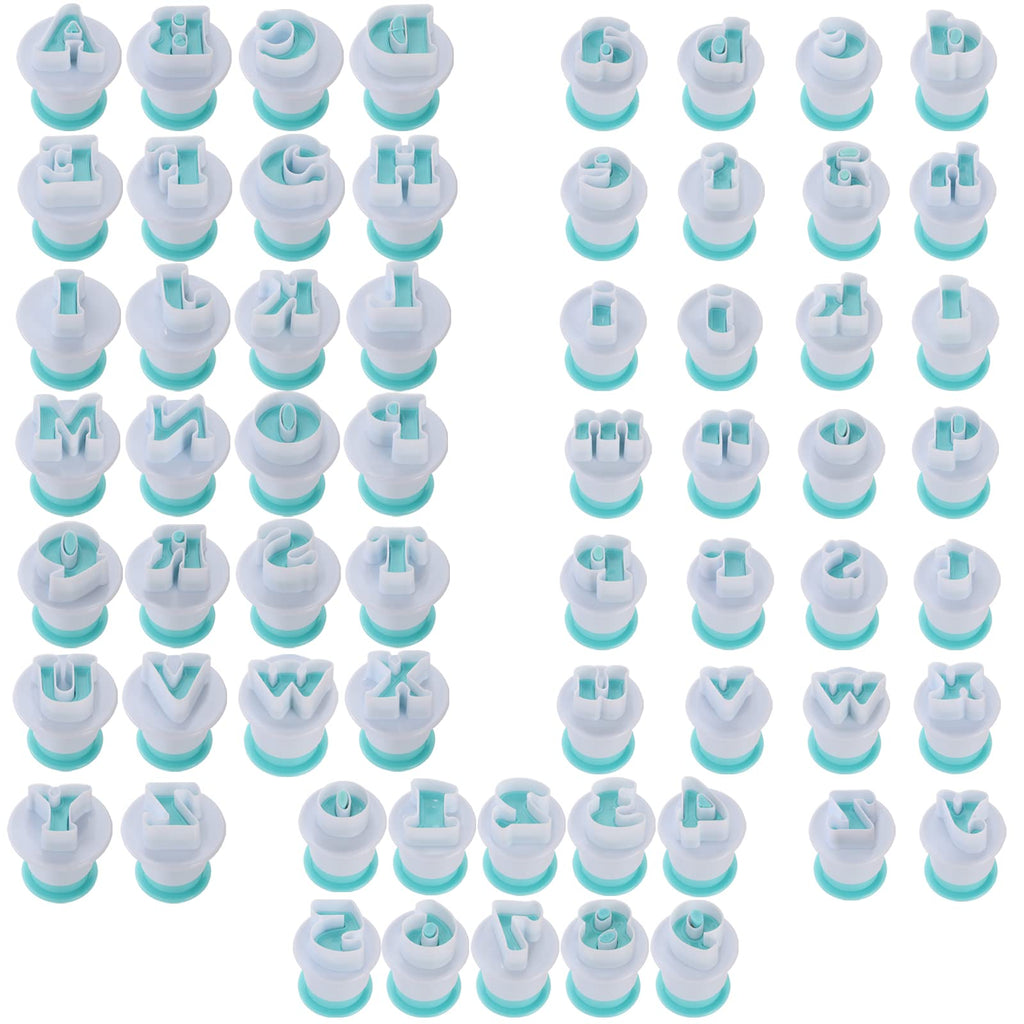 Suwimut 62 Pieces Fondant Letter Cutters, Plastic Alphabet Cake Mold Decorating Tools, Embosser Cutter Cookie Stamp Impress, Uppercase Lowercase DIY Sugar Craft Cookies Plunger