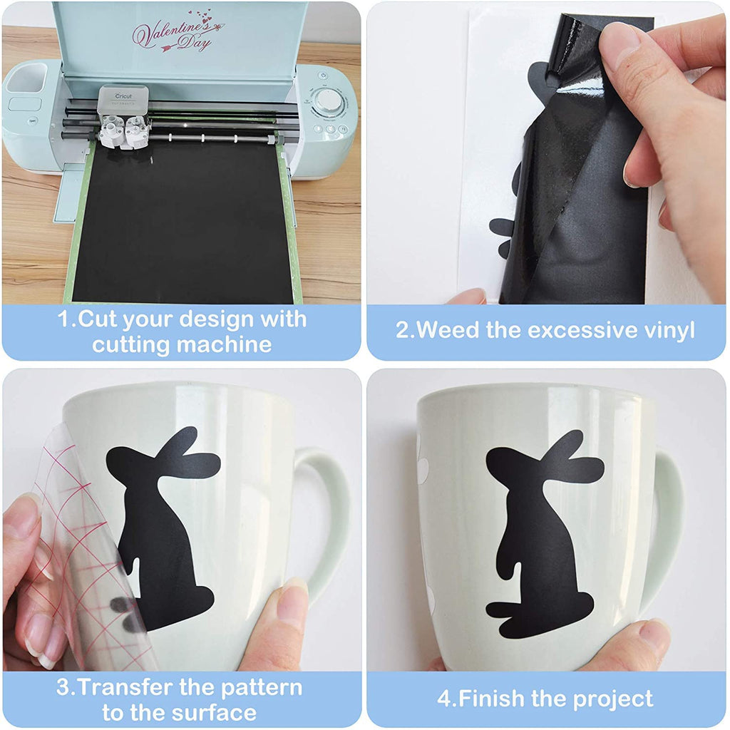 Permanent Adhesive Vinyl 29 Pack for Cricut Machine & Silhouette Cameo- 23 Vinyl Sheets12 x 12" + 6 Transfer Tape Sheets for Mug, Decals, Home Decor, DIY Craft Projects.